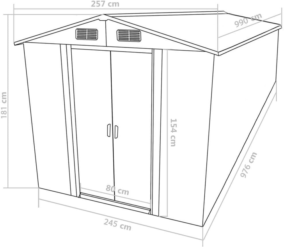 Vidaxl Szopa OgrodowaBrązowa 257X990X181cm Stal Galwanizowana