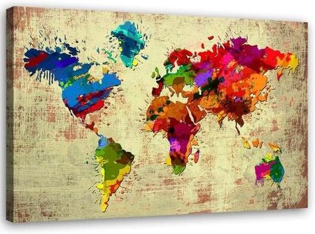 Darymex Pictures Obraz Na Płótnie Mapa Świata W Kolorze Jednoczęściowy