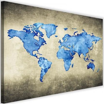 Darymex Pictures Obraz Na Płótnie Niebieska Mapa Świata Jednoczęściowy
