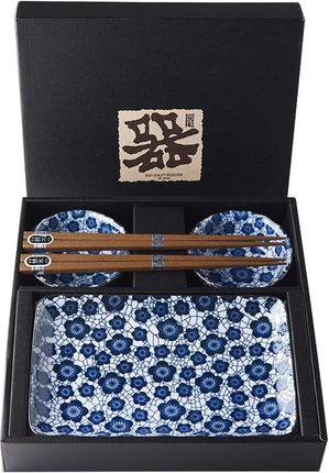 Made In Japan Blue Plum Zestaw Do Sushi 2 Miseczki Pałeczki Talerze.