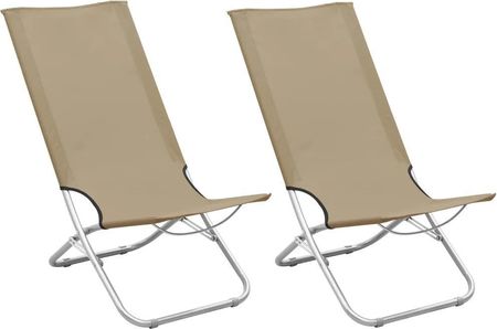 Vidaxl Składane Krzesła Plażowe 2Szt. Kolor Taupe Obite Tkaniną