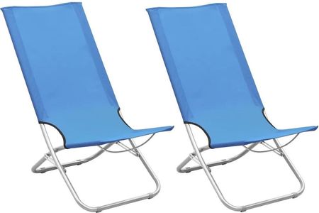 Vidaxl Składane Krzesła Plażowe 2Szt. Niebieskie Obite Tkaniną