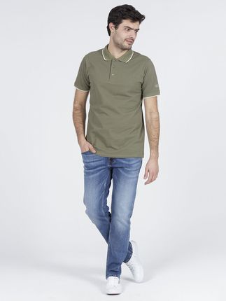 Koszulka polo Męska oliwkowa z letnim motywem - Ceny i opinie T-shirty i koszulki męskie BKJH