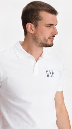 GAP Logo Polo Koszulka Biały - Ceny i opinie T-shirty i koszulki męskie BTMR