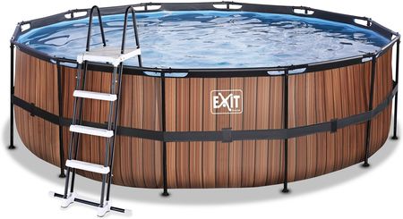 Exit Wood Pool Ø450X122cm With Sand Filter Pump Brown