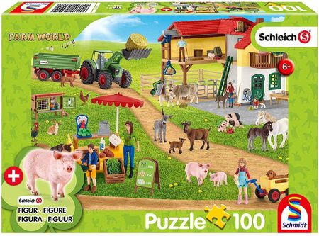 Schleich Puzzle 100El. Ekologiczna Żywność + Figurka