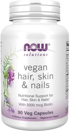 NOW Foods Vegan HAIR SKIN & NAILS + BIOTYNA 5000 90 kaps