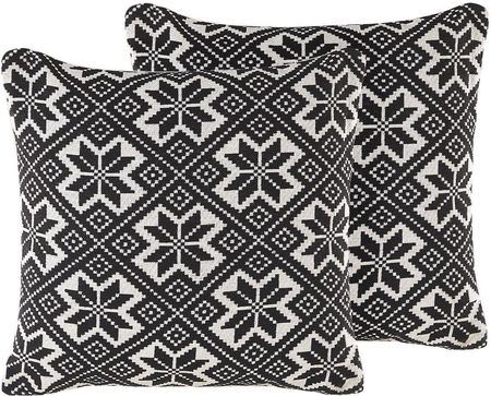 Beliani Zestaw 2 poduszek dekoracyjnych zdejmowana poszewka 45x45 cm czarno-biały Beskoz