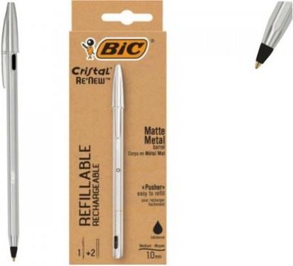 Bic Długopis Cristal Renew Metalowy Czarny + 2 Wkłady