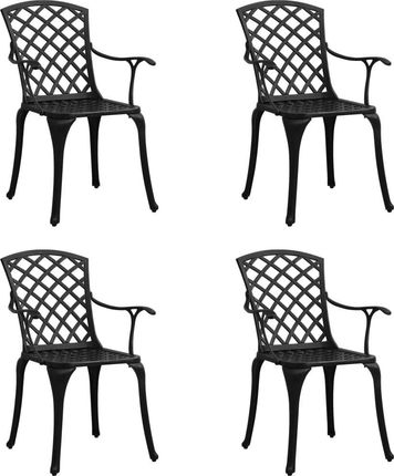 Vidaxl Krzesła Ogrodowe 4szt. Odlewane Aluminium Czarne