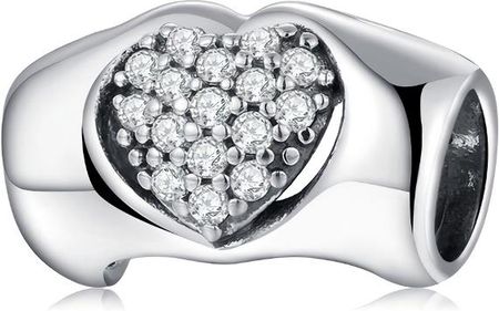 valerio.pl  Rodowany srebrny charms do pandora dwie dłonie serce heart hands cyrkonie srebro 925 BEAD14