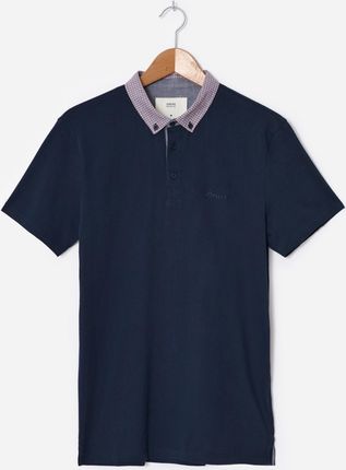 House Koszulka polo z kontrastowym kołnierzykiem Granatowy - Ceny i opinie T-shirty i koszulki męskie LTAF