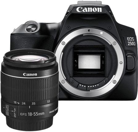 Canon EOS 250D + obiektyw 18-55mm DC III + plecak SB130