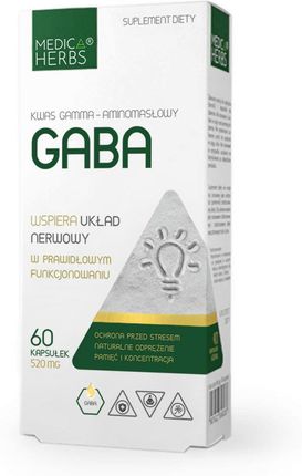Kapsułki Medica Herbs GABA kwas gamma-aminomasłowy 520 mg 60 szt.
