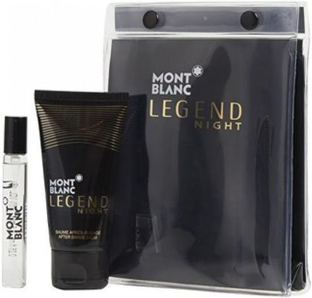 Mont Blanc Legend Night Zestaw Miniatura Wody Perfumowanej 7.5 ml + Balsam Po Goleniu 50 ml + Kosmetyczka