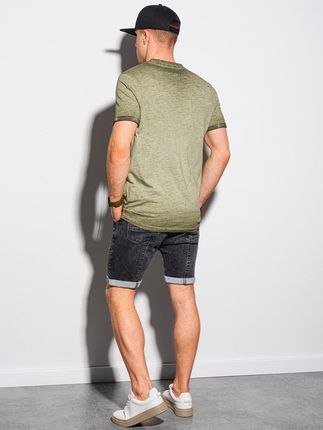 T-shirt męski bawełniany S1388 - oliwkowy - S - Ceny i opinie T-shirty i koszulki męskie WVKA