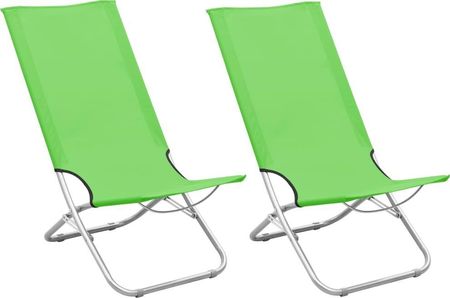 Vidaxl Składane Krzesła Plażowe 2Szt. Zielone Obite Tkaniną