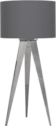 Nave Abażurowa LAMPA stojąca TRIPOD metalowa LAMPKA stołowa na trójnogu chrom szara (3134416)