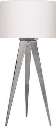 Nave Stołowa LAMPKA abażurowa TRIPOD metalowa LAMPA stojąca na trójnogu chrom biała (3134423)