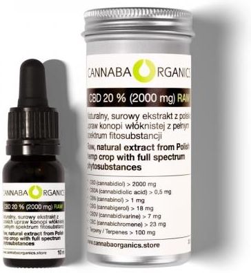 Cannaba Organics Olej 20% CBD 2000mg surowy z chlorofilem 10ml