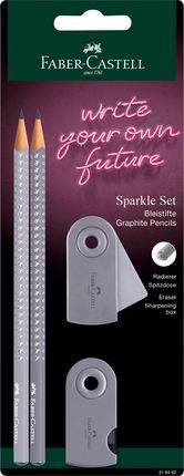 Faber Castell Zestaw Sparkle Dapple Gray 2 Ołówki + Temperówka Sleeve Mini Gumka Blister