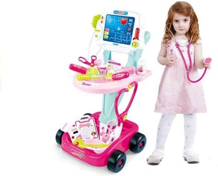 Kik Wózek Lekarski Dla Dziewczynki Z Akcesoriami Różowy