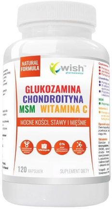 WISH Glukozamina Chondroityna MSM Witamina C 120 kaps