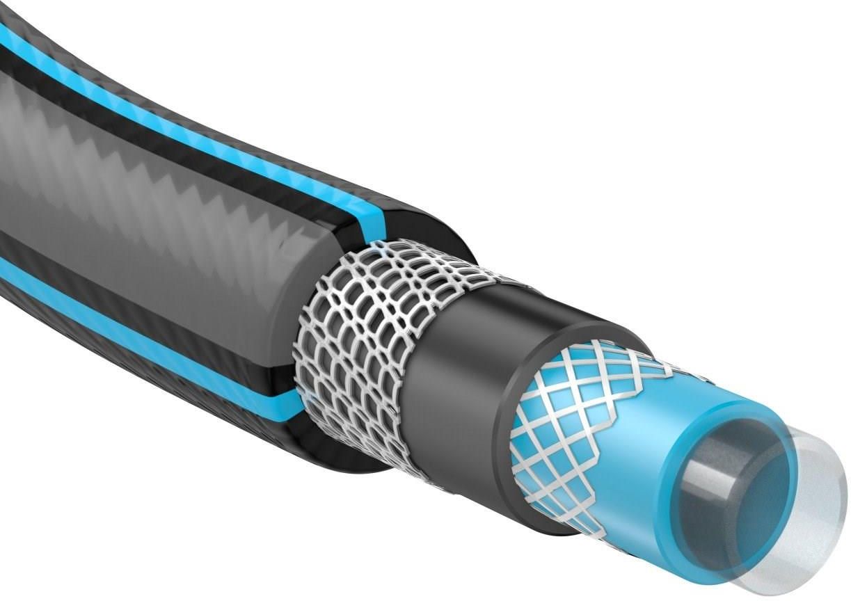 Cellfast HOBBY ATS2 Garden Hose, Robust, 6-Ply UV-Resistant, Double Tricot Cross-Braided ATS2, 30 Bar, 1, 50 m, 16-231, Black