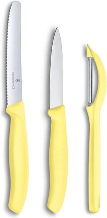 Zestaw Victorinox - nóż ząbkowany, nóż gładki, skrobaczka do warzyw - yellow (6.7116.31L82)