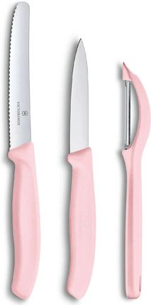 Zestaw Victorinox - nóż ząbkowany, nóż gładki, skrobaczka do warzyw - pink (6.7116.31L52)