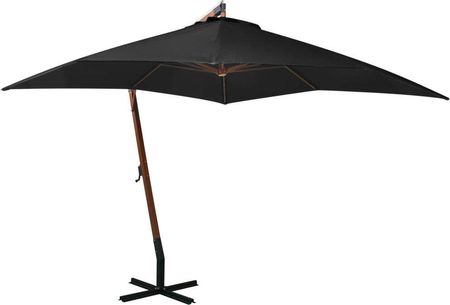 Vidaxl Parasol Ogrodowy Wiszący Na Jodłowym Słupku Czarny 3X3m