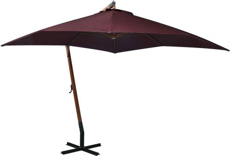 Vidaxl Parasol Ogrodowy Wiszący Na Jodłowym Słupku Bordowy 3X3m