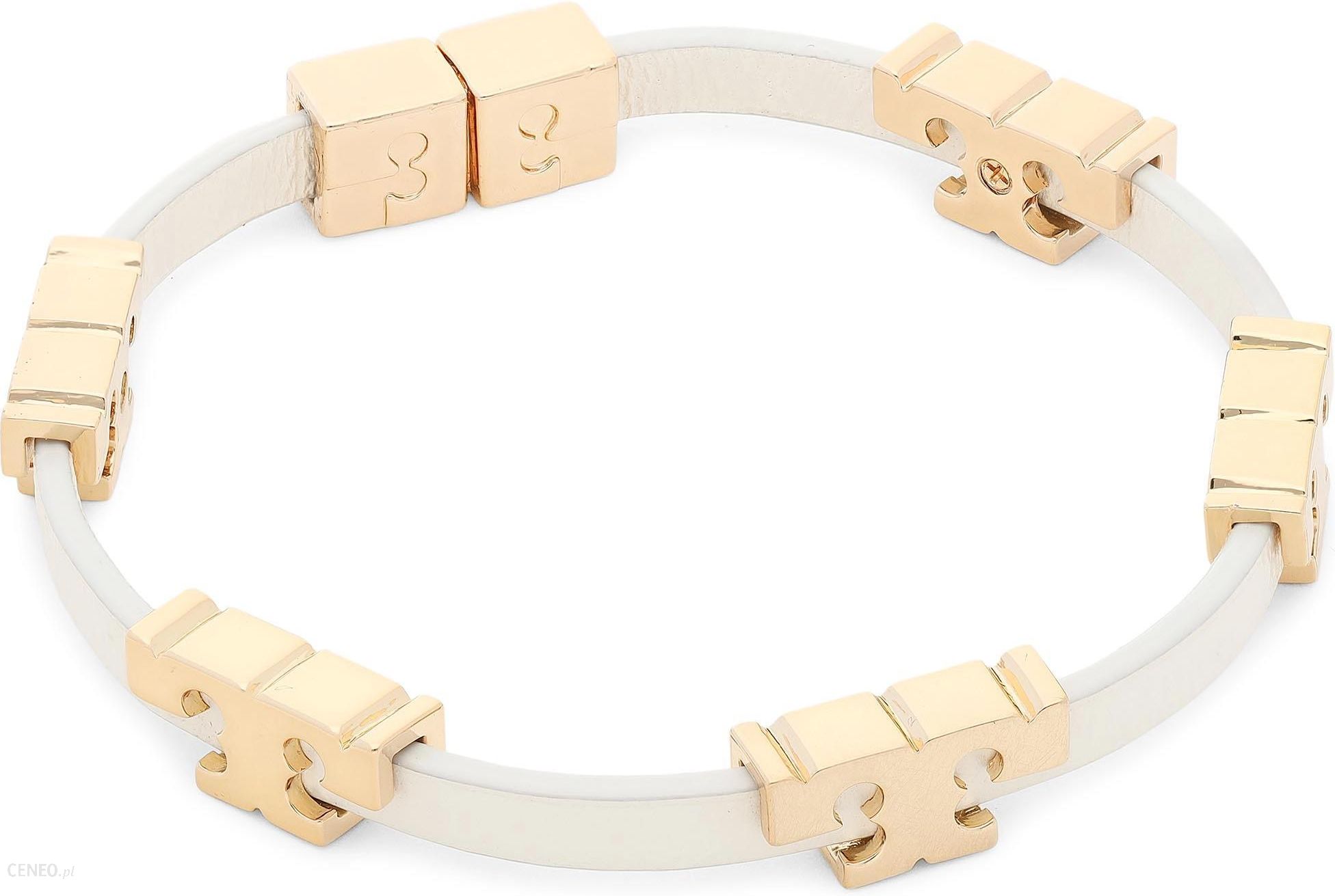 TORY BURCH BRANSOLETKA - SERIF-T STACKABLE BRACELET 80706 TORY GOLD/NEW  IVORY 701 - Ceny i opinie 