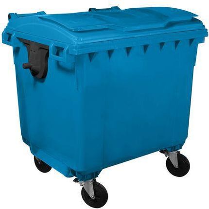 Manutan Plastikowy Pojemnik Na Odpady Zewnętrzny Manutan Pojemność 1100 L Niebieski