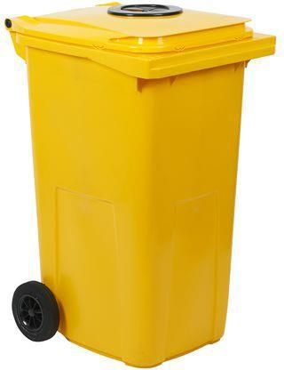 Plastikowe Pojemniki Na Odpady Segregowane Zewnętrzne Z Otworem Pojemność 240 L Pojemność: Kolor Pokrywy: Żółty Korpusu: Typ: