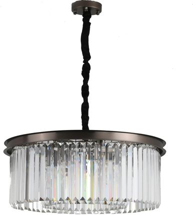 Kks Glamour Lampa Wisząca Kksmp0097 Kryształowa Oprawa Okrągły Zwis Crystal Antracyt Przezroczysty