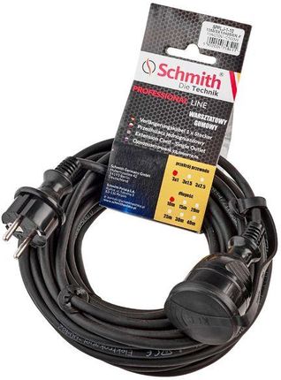 Schmith Przedłużacz gumowy 3x1,5mm, 25m, czarny SPPLJ-2-25