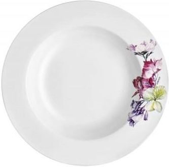 Ambition Talerz Porcelanowy Obiadowy Głęboki 21,5cm Garden Biały