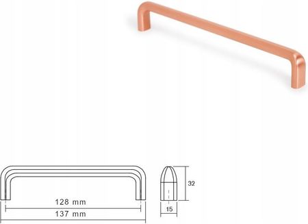 Viefe Uchwyt meblowy podłużny Redo 128 Miedziany szczotkowany 0226128Z26