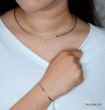 DIAMENT SREBRNA BRANSOLETA POJEDYNCZY ŁAŃCUSZEK Z BLASZKAMI