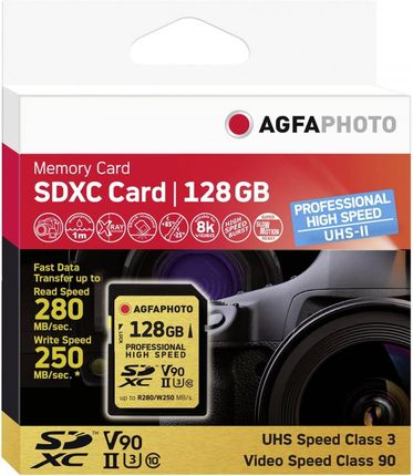 AgfaPhoto SDXC UHS II 128GB Professional High Speed U3 V90 CA 