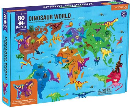 Mudpuppy Puzzle Świat Dinozaurów z Elementami w Kształcie Dinozaurów 80 el