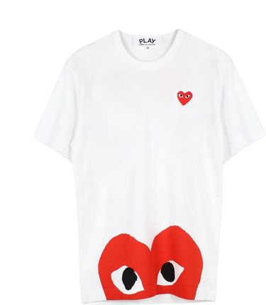 「♩」COMME des GARÇONS ホールデザイン　 tシャツ Comme des Garçons Play HALF-SERCE LOGO T-SHIRT - Ceny i opinie