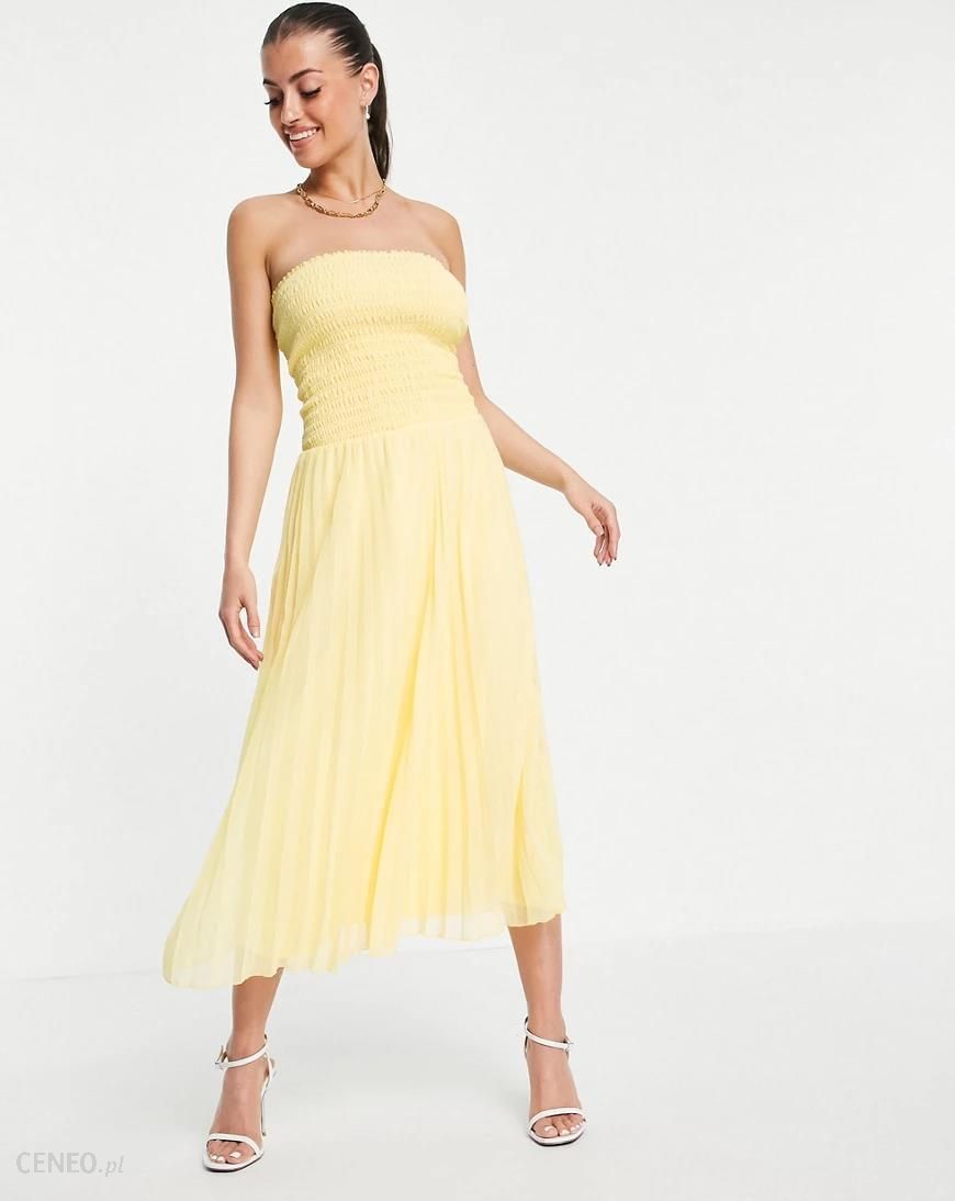 ASOS DESIGN – Żółta plisowana sukienki maxi bez ramiączek-Żółty - Ceny i  opinie 