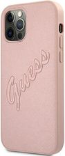 Guess hardcase Saffiano Vintage Script pink etui do iPhone 12 6,7