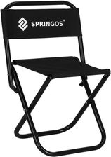Springos Krzesło Turystyczne Z Oparciem Składane Wędkarskie Na Biwak Czarne