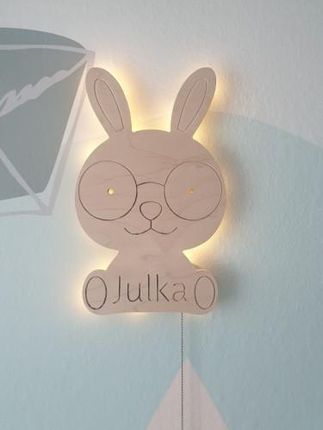Moliland Lampka nocna króliczek z imieniem LED na baterie