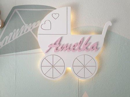 Moliland Lampka nocna wózek z imieniem LED na baterie
