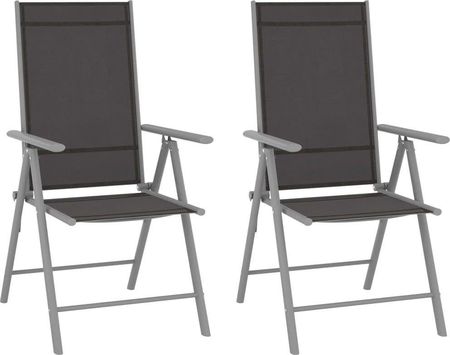 Vidaxl Składane Krzesła Ogrodowe 2szt. Tkanina Textilene Czarne