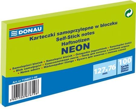 Donau Karteczki Samop. 127X76Mm Neon Zielony